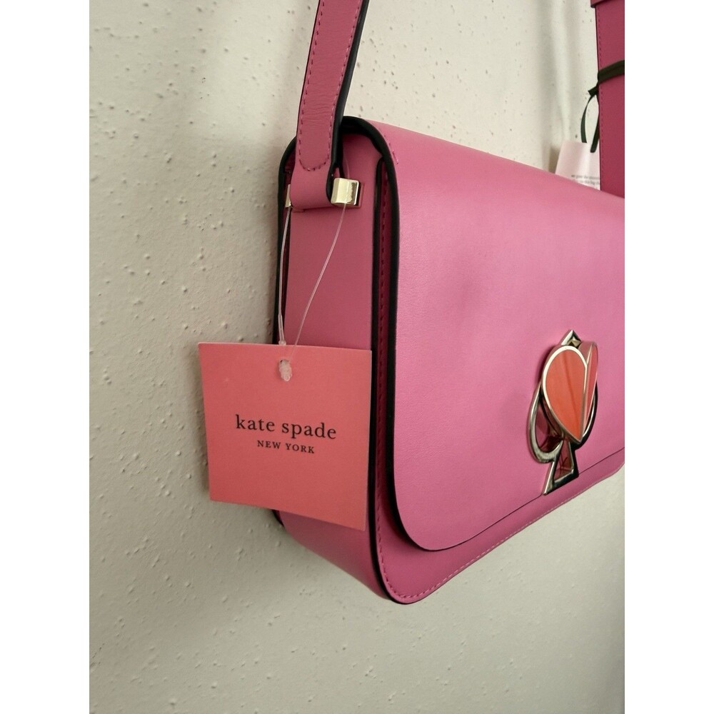 Kate Spade New York Nicola Twistlock Medium Heart Shoulder Bag Leather Crossbody - Picture 2 of 15